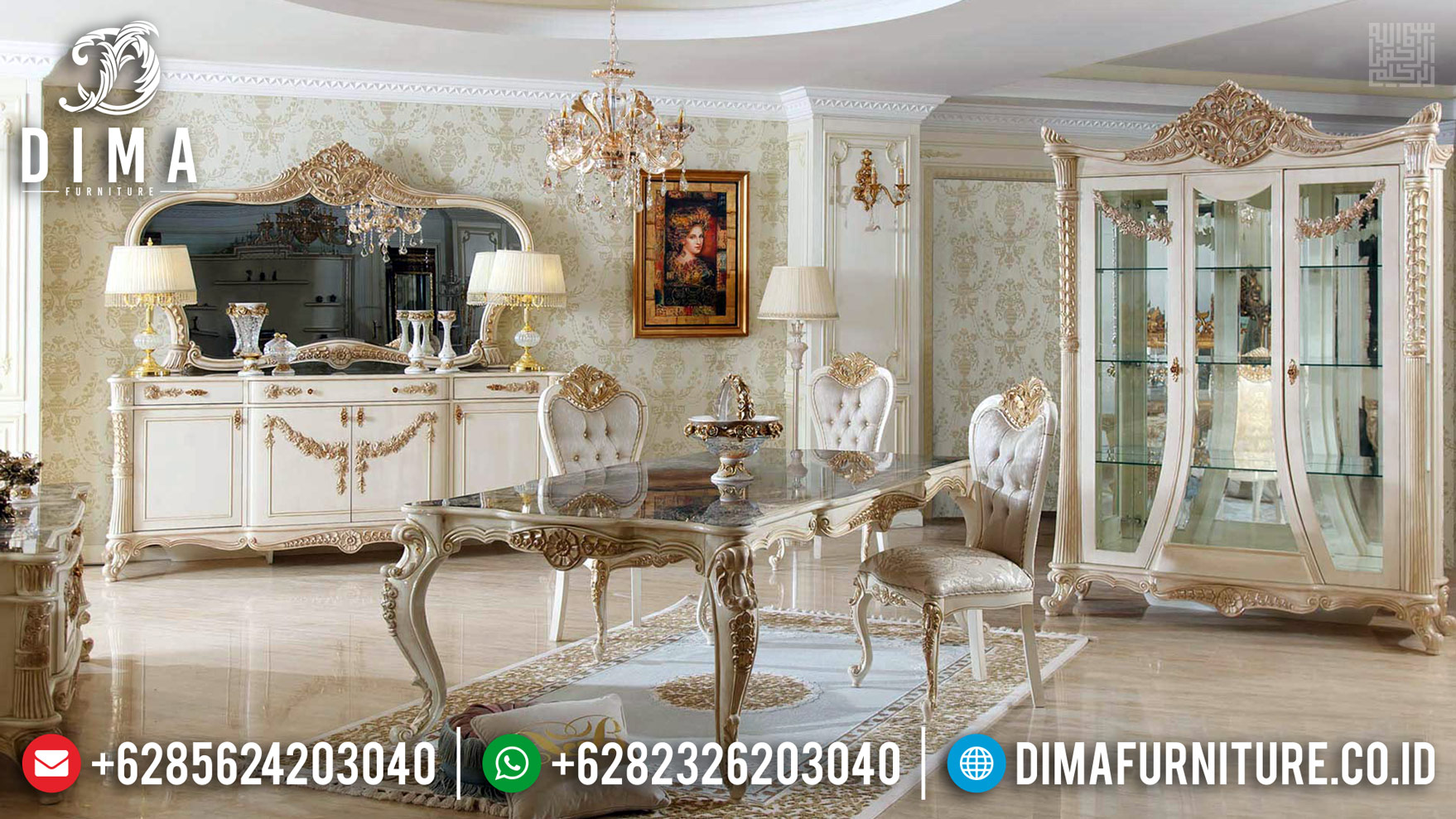 Meja Makan Mewah Madonna Furniture Jepara Terbaru Luxury Classic BT-0371
