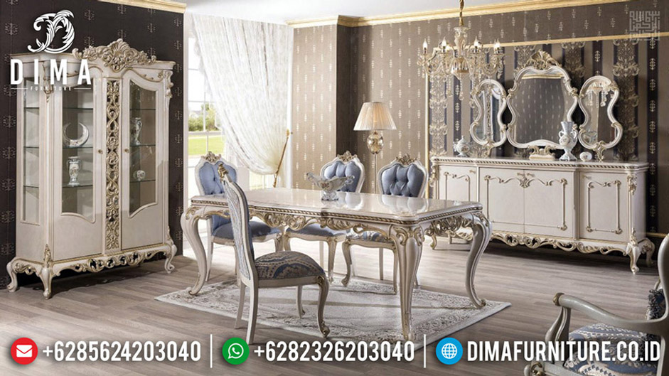 New Meja Makan Mewah Vespucci Luxury Carving Furniture Jepara Murah BT-0586