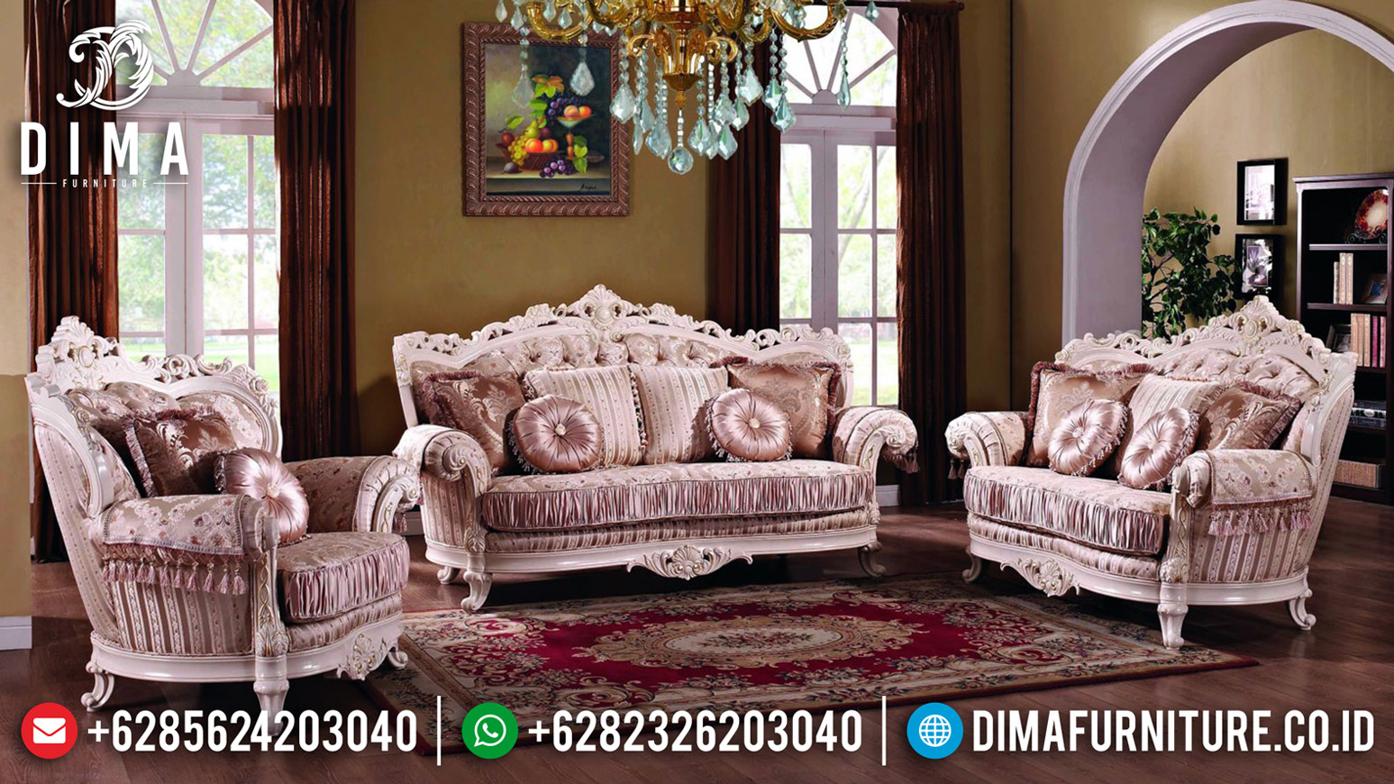 Sofa Tamu Mewah Luxury Classic New Design White Duco Satin Coating BT-0659
