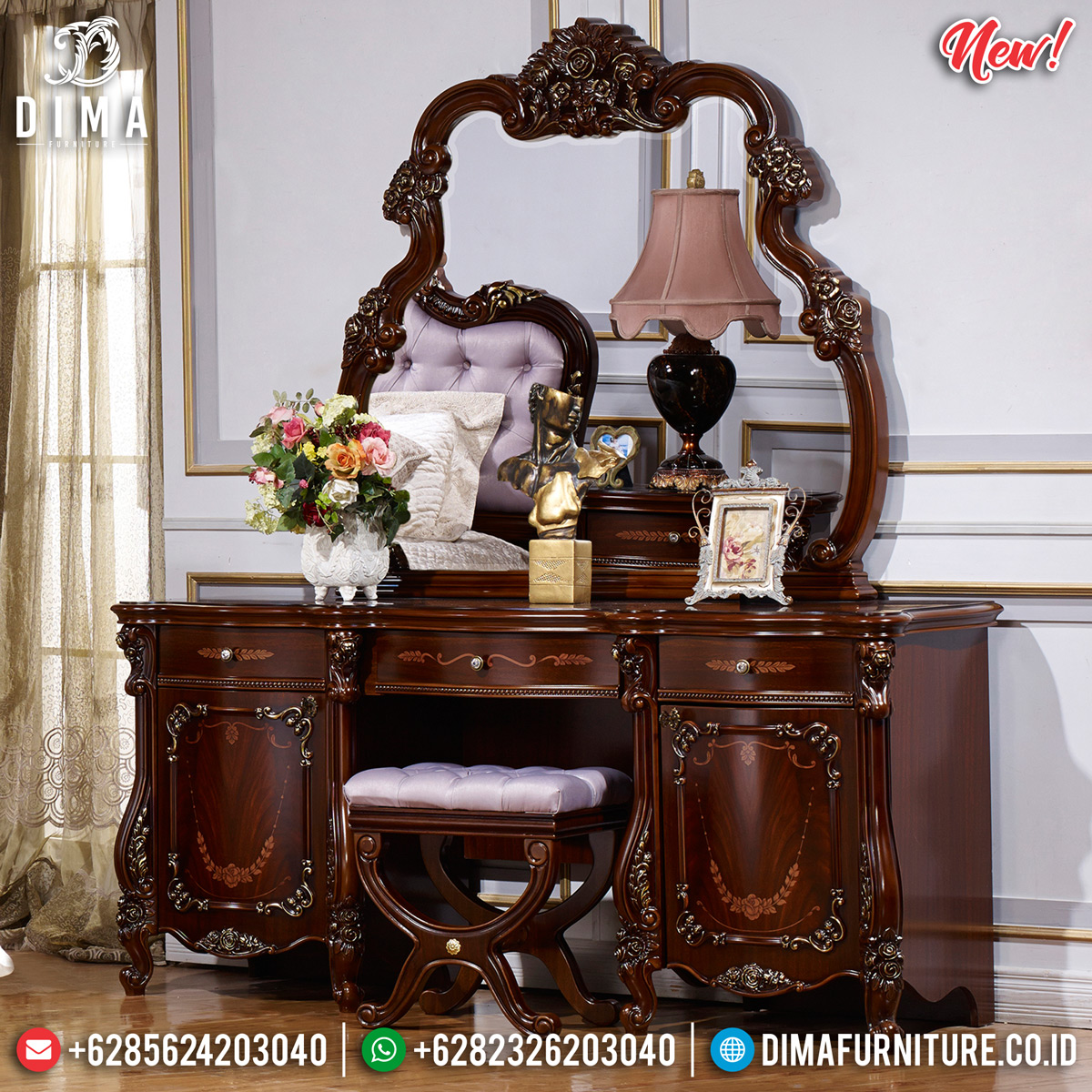 New Desain Meja Rias Mewah Luxury Carving Vanity Interior Inspiring BT-0729