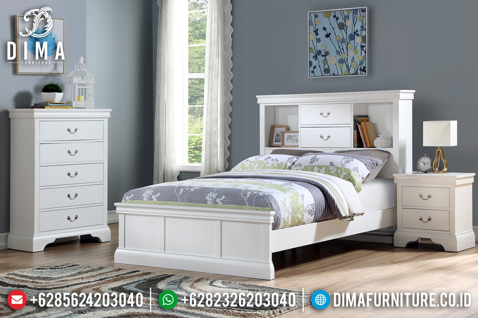 New Design Tempat Tidur Anak Minimalis White Duco Simple Style BT-0676