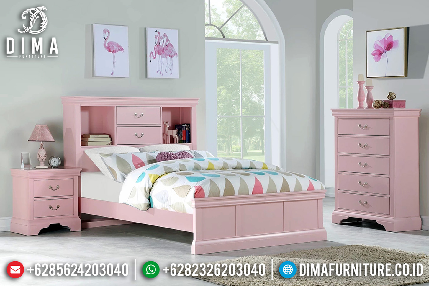 Tempat Tidur Minimalis Anak Pinky Girls New Desain Great Quality BT-0677