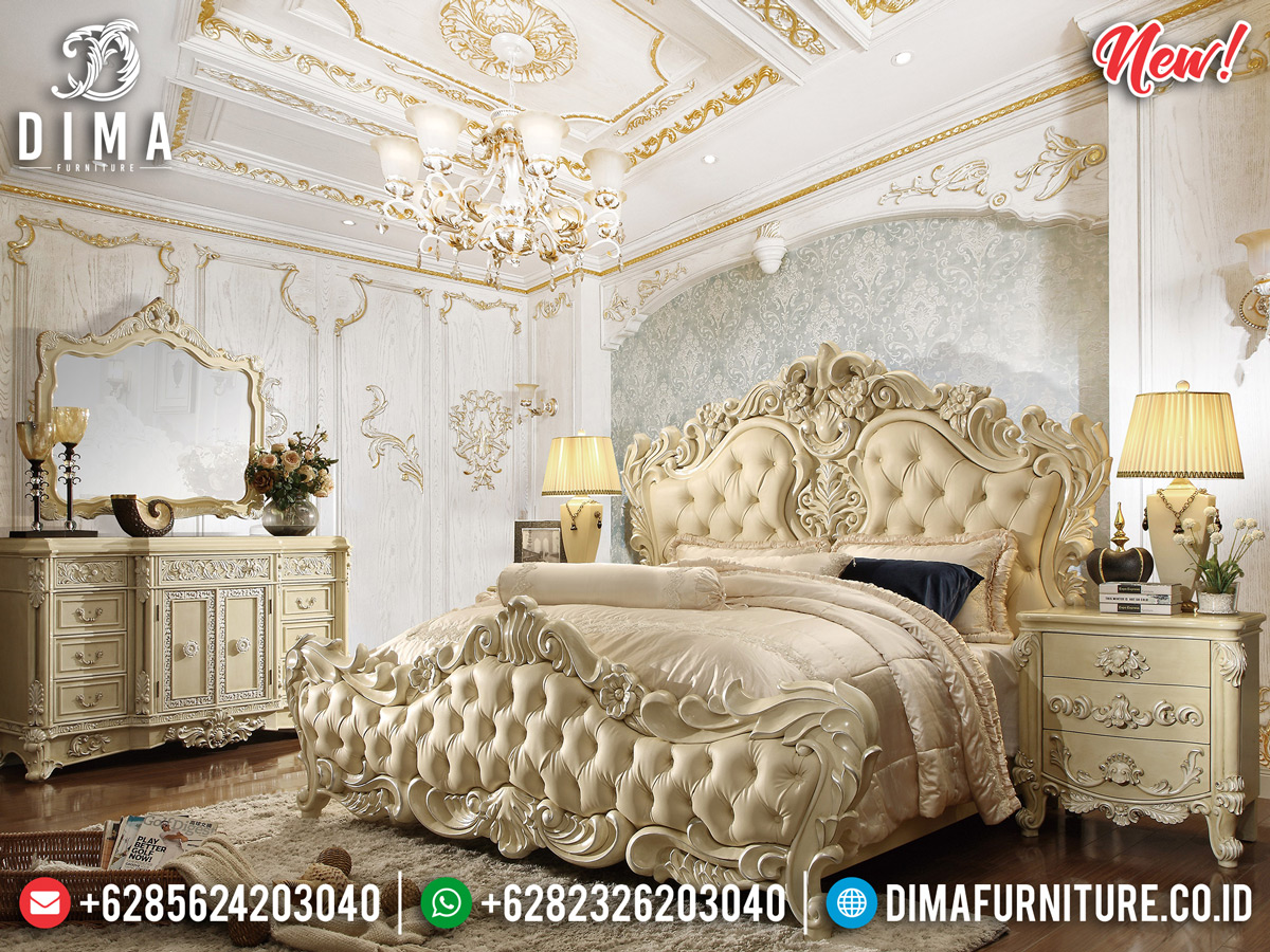 Deluxe Room Set Tempat Tidur Mewah Ukiran White Duco Ivory Luxury Classic BT-0824