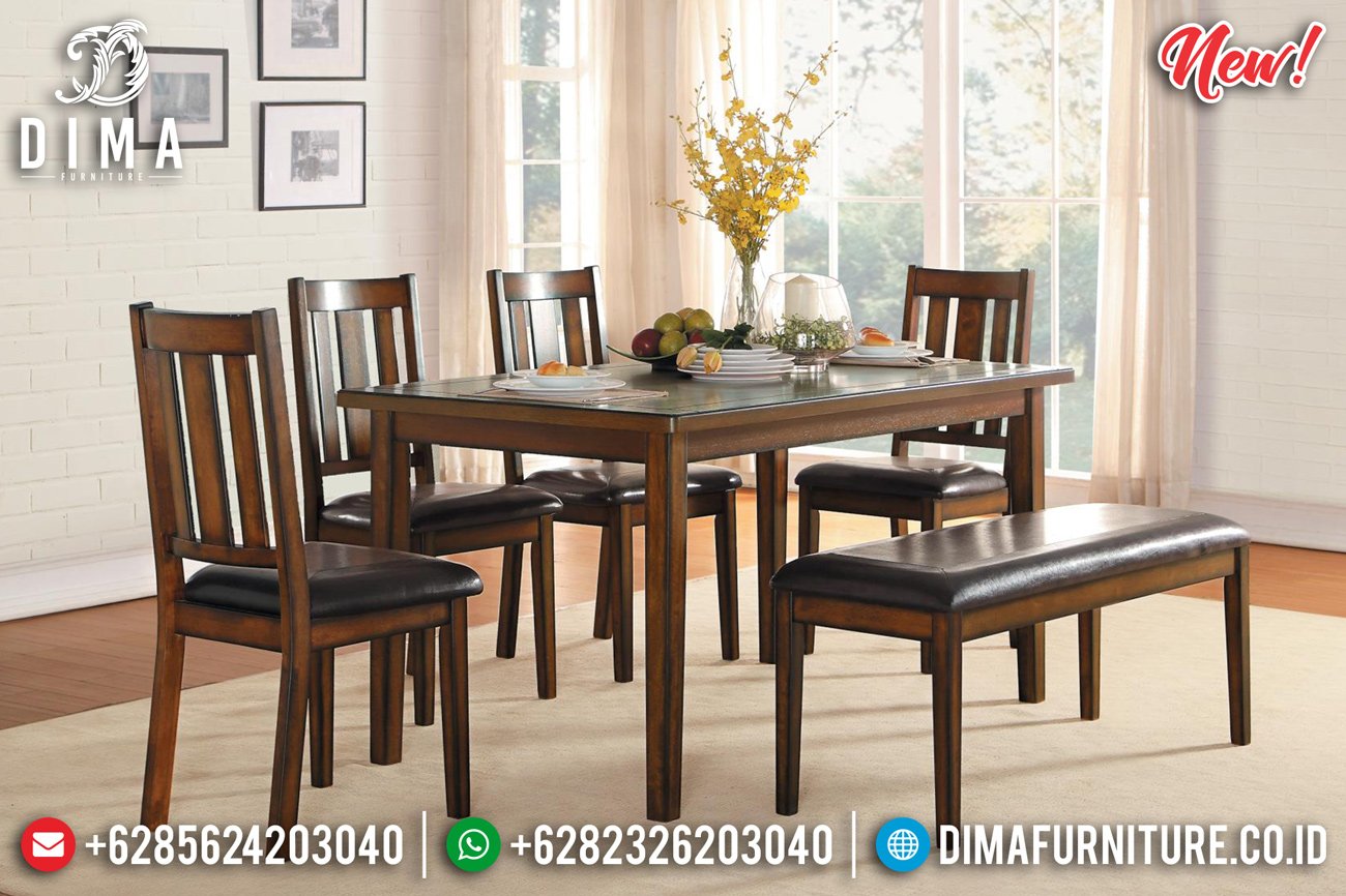 Meja Makan Minimalis Jati, Kursi Meja Makan Jati Natural Furniture Jepara BT-0804