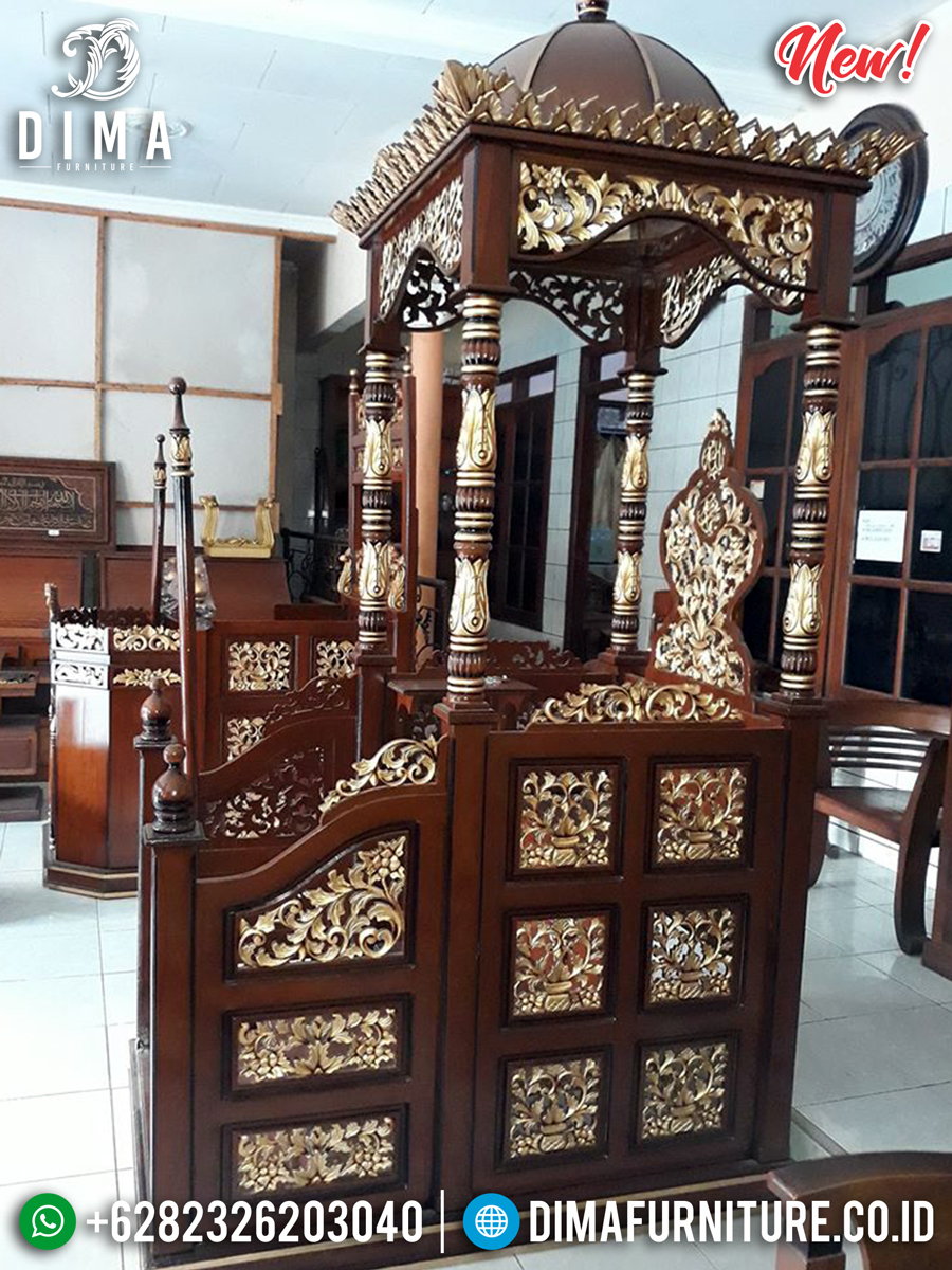 New Model Mimbar Masjid Kubah Ukiran Jepara Sale Good Price BT-0747 Detail 1