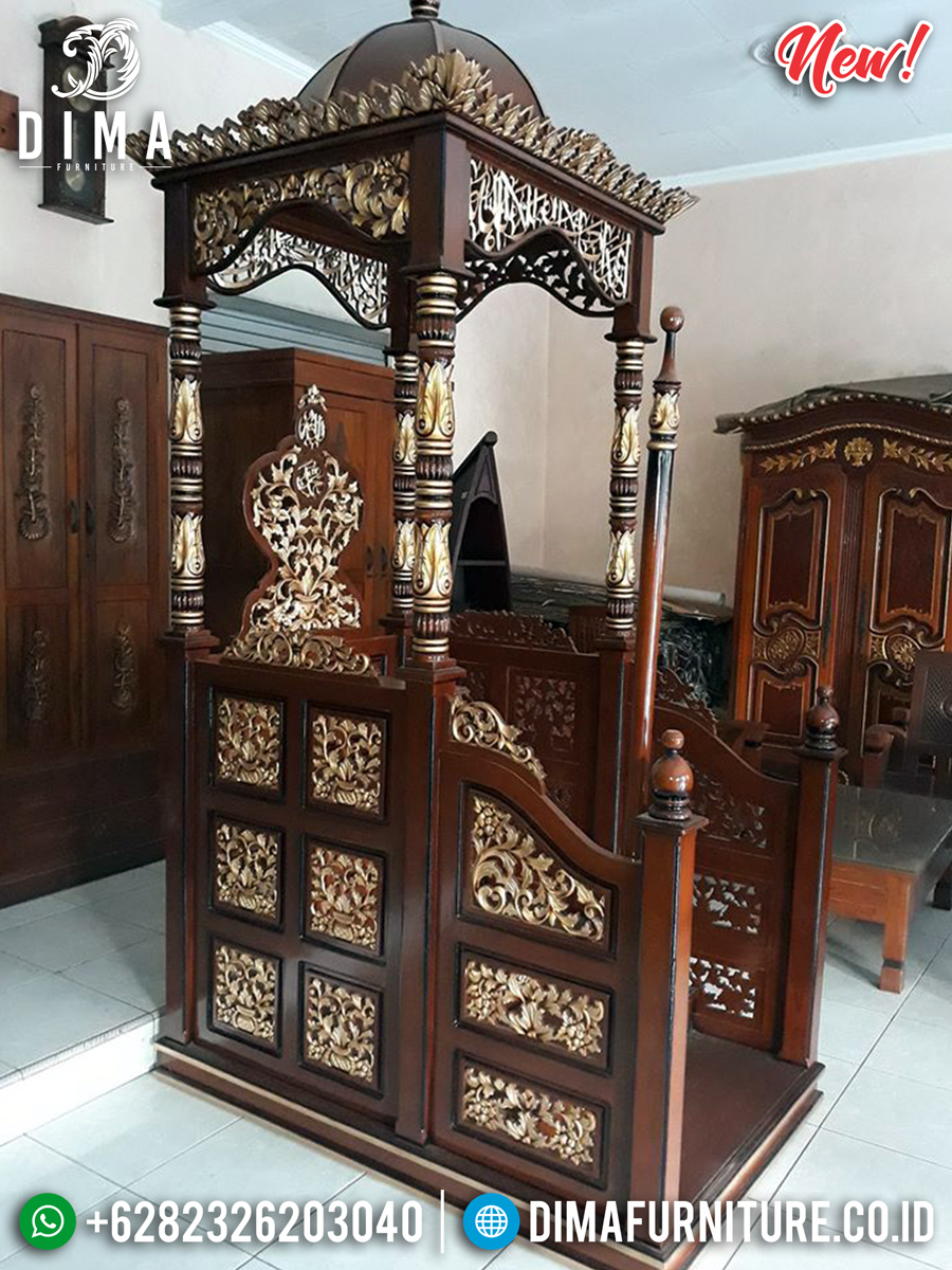 New Model Mimbar Masjid Kubah Ukiran Jepara Sale Good Price BT-0747 Detail 2