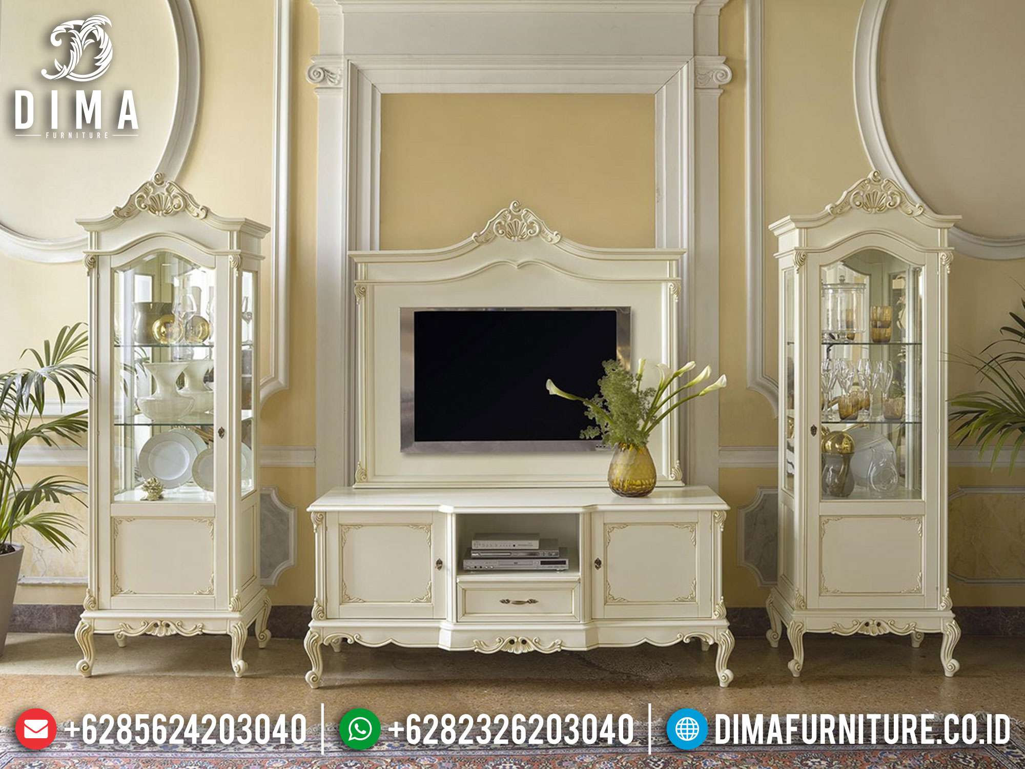 Bufet TV Mewah Putih Duco Luxurious Elegant Style Interior Room BT-0958