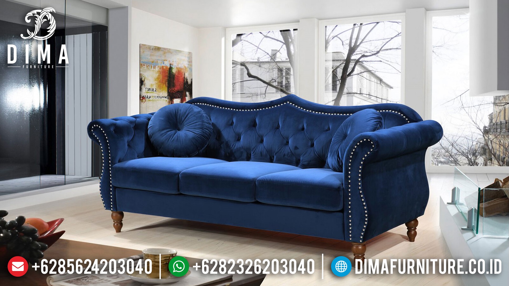 New Sofa Tamu Minimalis 3 Seater Luxury Beludru Fabric Best Quality BT-1011