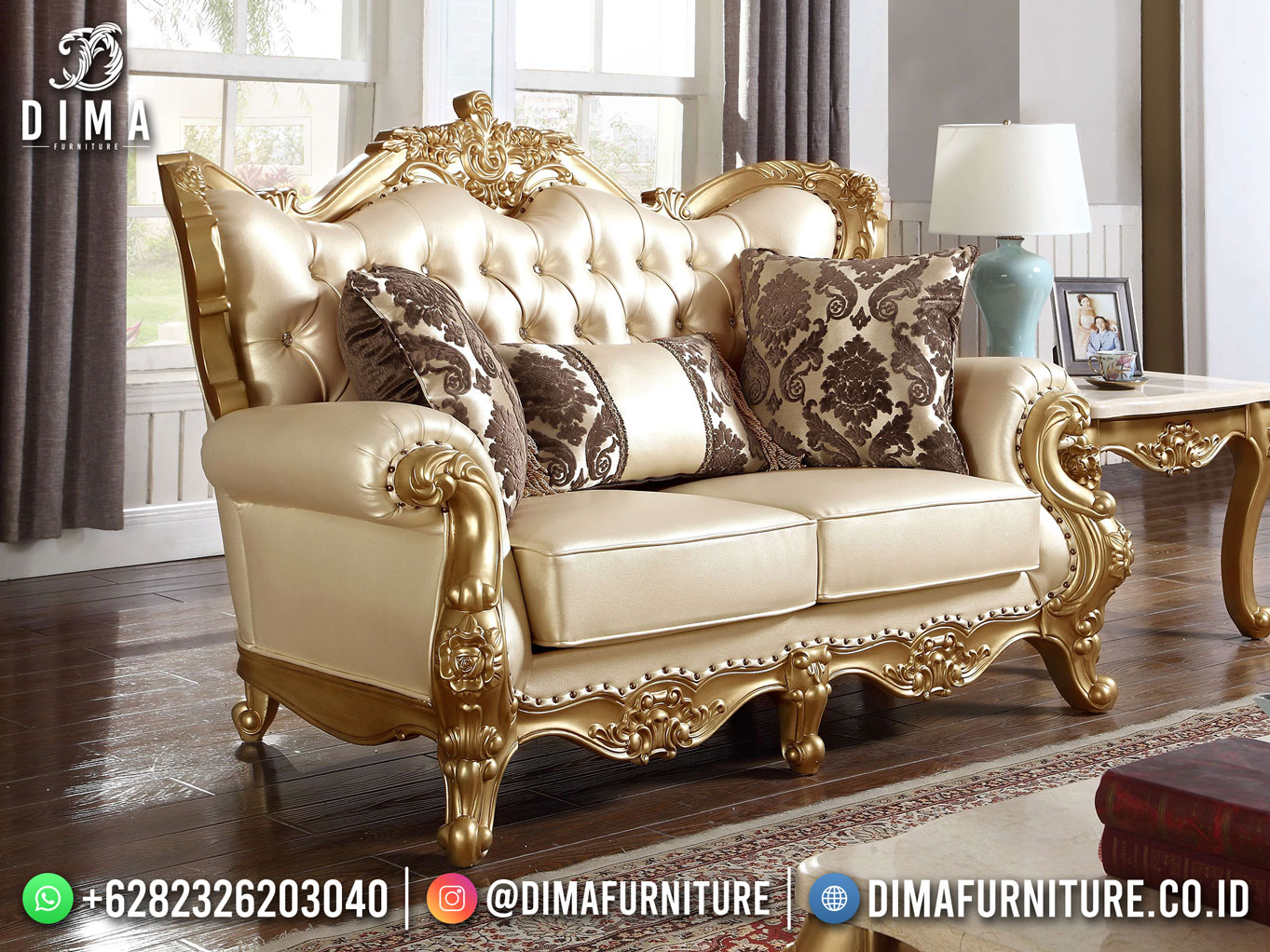 Best Seller Desain Sofa Tamu Mewah Jepara Luxury Carving Golden Color BT-1101