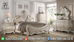 Best Seller Desain Tempat Tidur Mewah Jepara Luxury Cream White Color BT-1145
