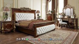 Desain Kamar Set Jepara Tempat Tidur Mewah Ukiran Jati Klasik Gold BT-1435