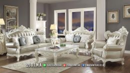 White Royal Sofa Tamu Terbaru Mewah Ukiran Klasik Terlaris BT-1400