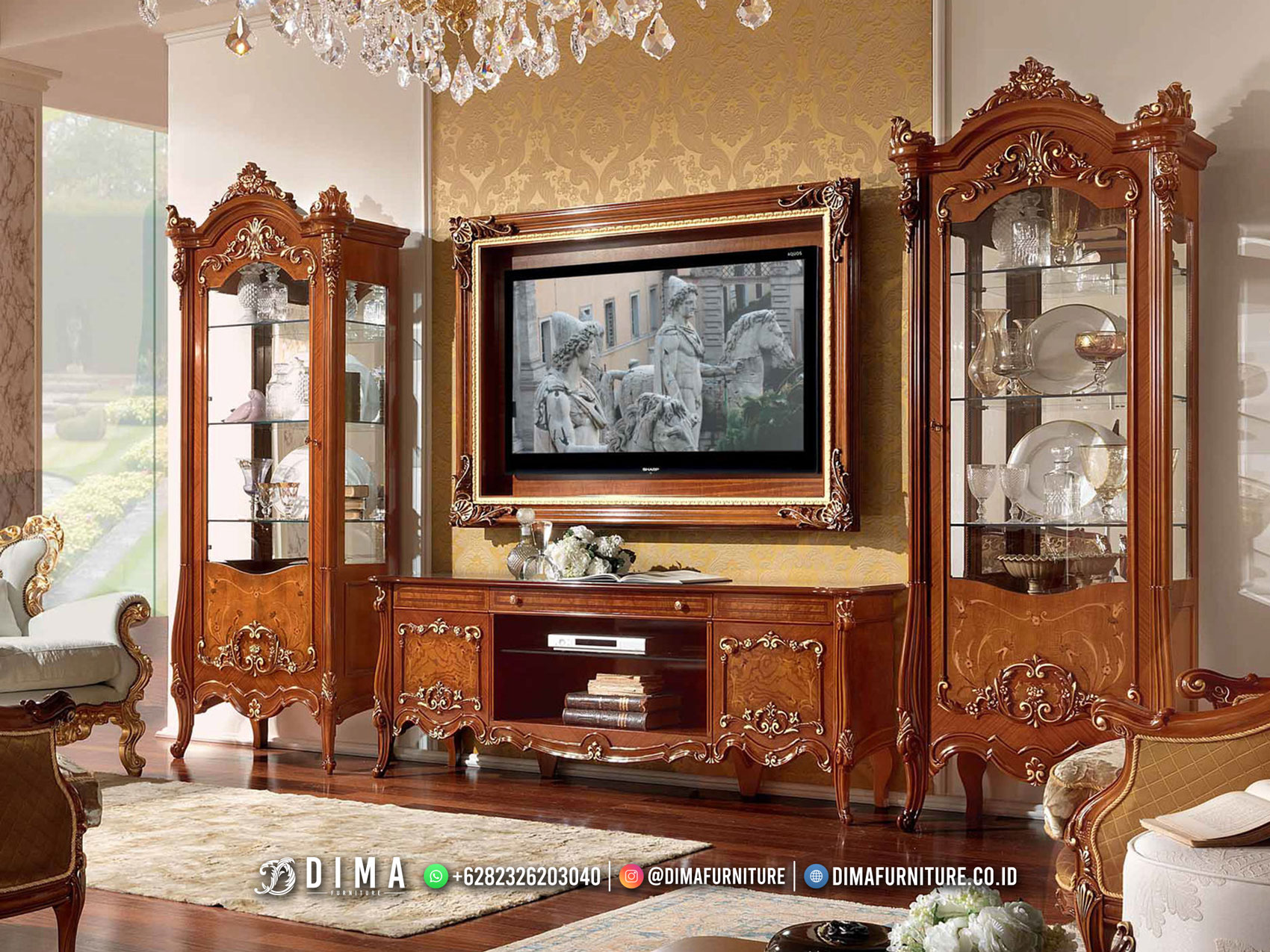 Bufet TV Mewah Terbaru Jati Luxury Carving Classy Bestseller BT-1472