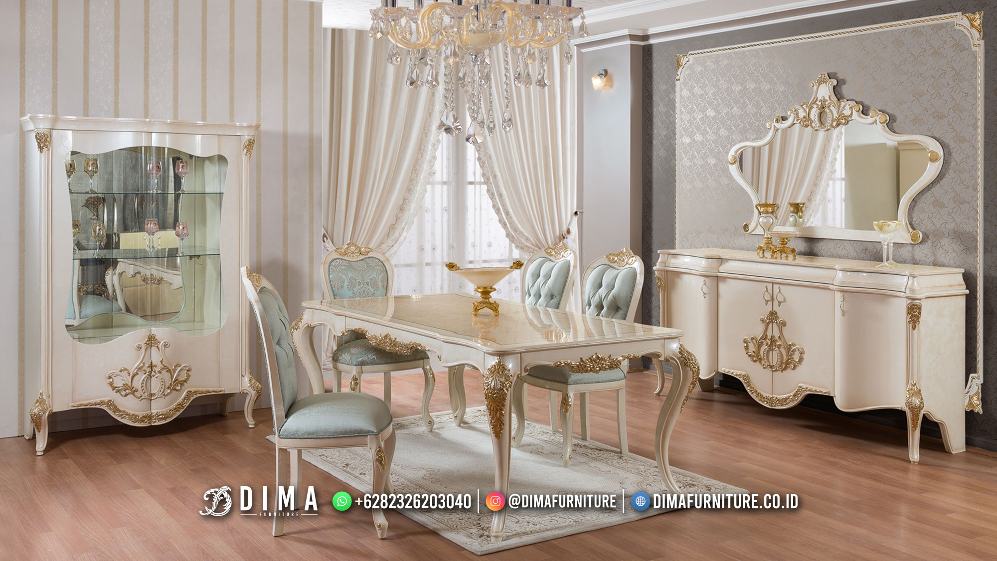 Shabby Style Meja Makan Mewah Terbaru Anastasia Luxury Classy BT-1481