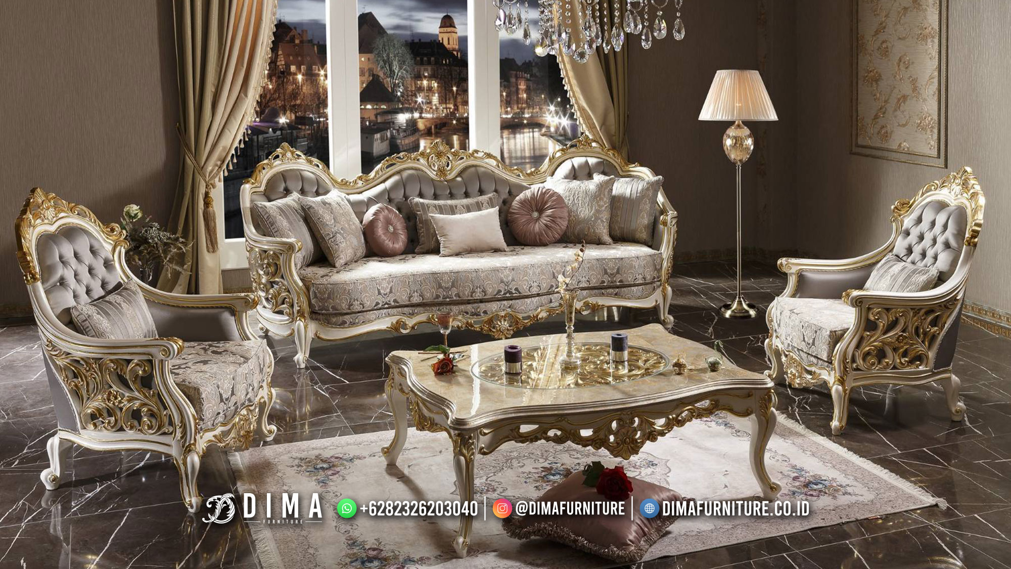 Elegant Set Sofa Tamu Jepara Luxury Carving Duco Color BT-1531
