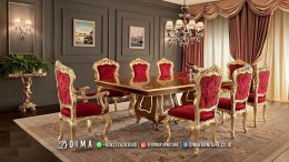 Luxury Gold Meja Makan Mewah Ukiran Terbaru Furniture Jepara Terlaris BT-1537