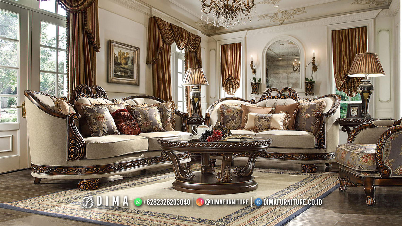 Set Sofa Tamu Jepara Ukir Klasik Brown Color Amazing Design BT-1542
