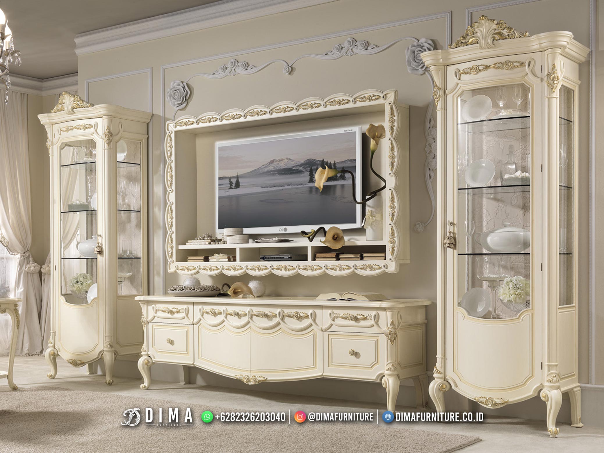 Model Bufet TV Mewah Jepara Eropa Classy Elegant High Recomanded BT-1635