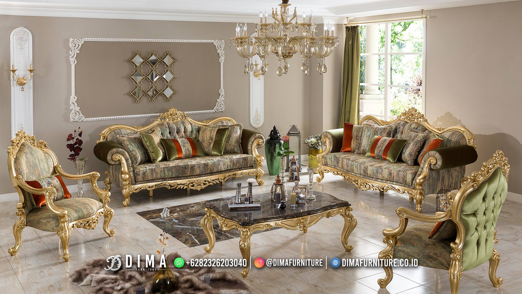 Desain Kursi Tamu Mewah Sofa Ukir Klasik Luxury Blossom BT-1702