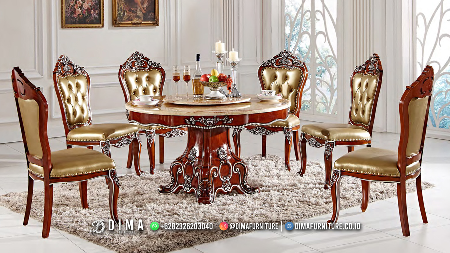 New Furniture Design Meja Makan Mewah Jepara Terbaru BT-1800