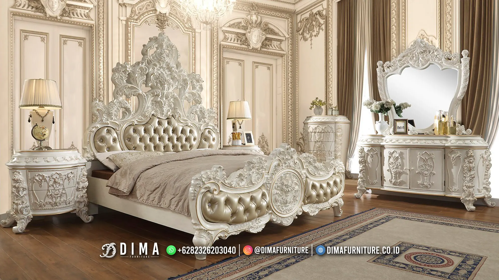 Set kamar Tidur Mewah Terbaru Luxury Carving Details Royal King BT-1913