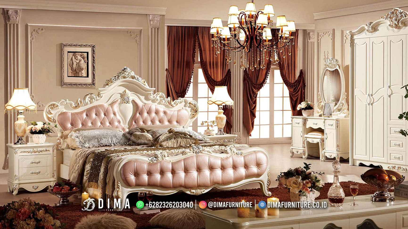 Top Quality 1 Tempat Tidur Mewah Putih Duco Dipan Full Jok Luxurious Art BT-1894
