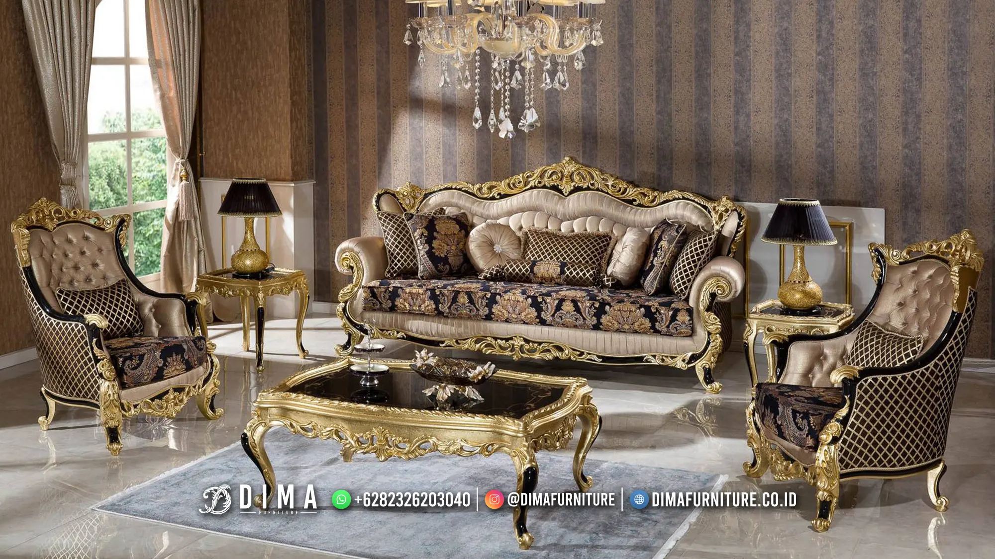 Golden Luxury Duco Sofa Tamu Terbaru Jepara Desain Mewah BT-2073