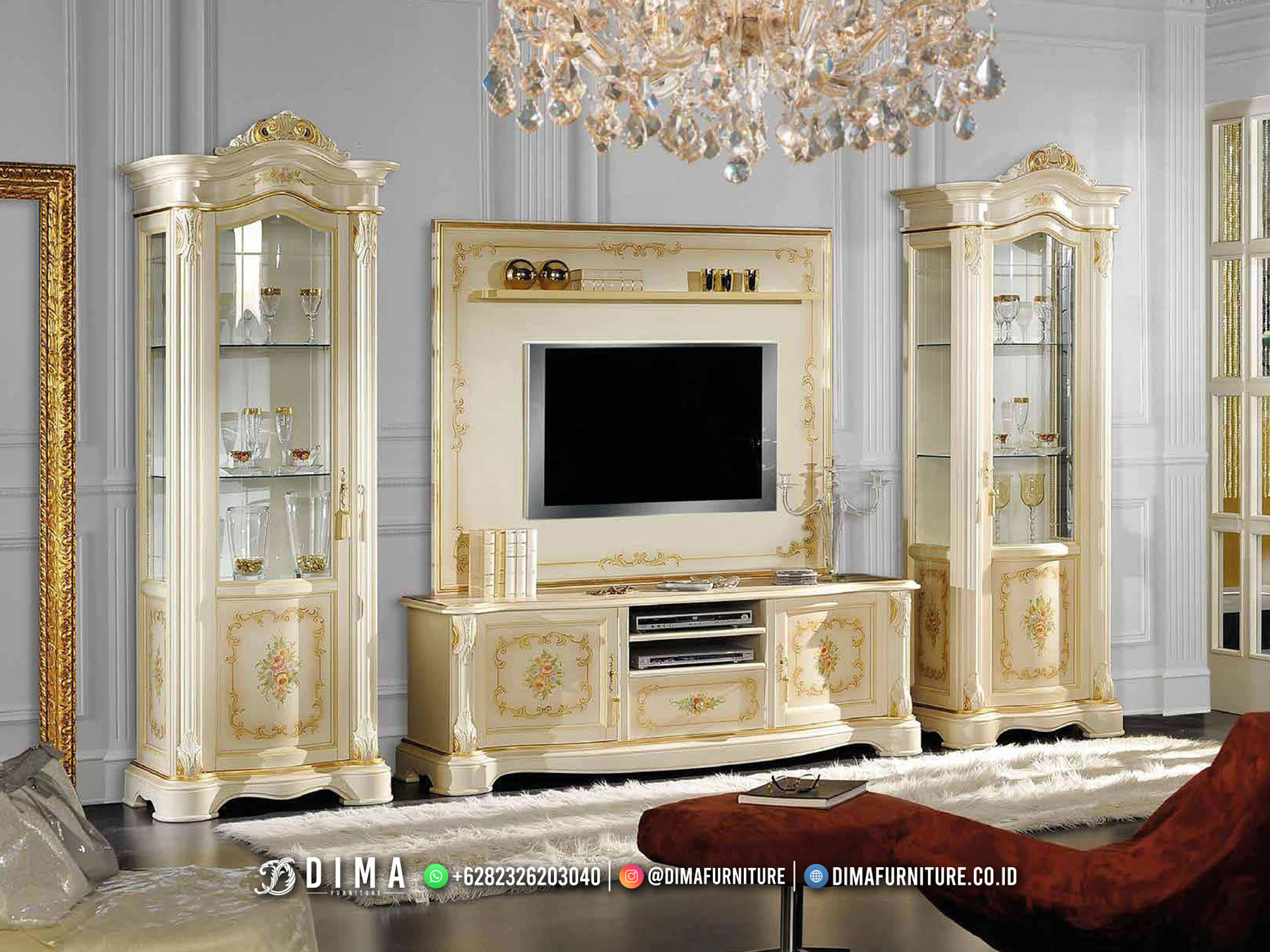 Jual Furniture Bufet TV Mewah Classy Samantha Ivory BT-2079