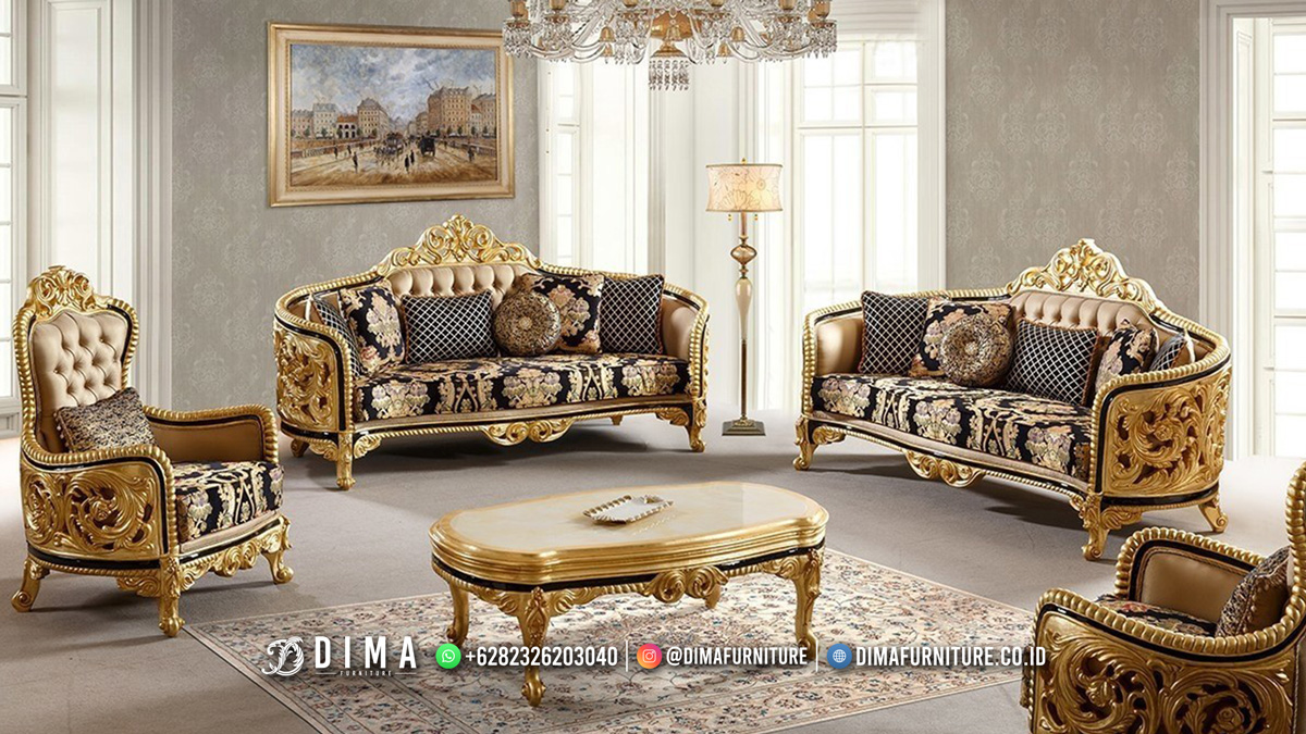 Sofa Ruang Tamu Jepara Desain Mewah Classy Carved Golden BT-2131