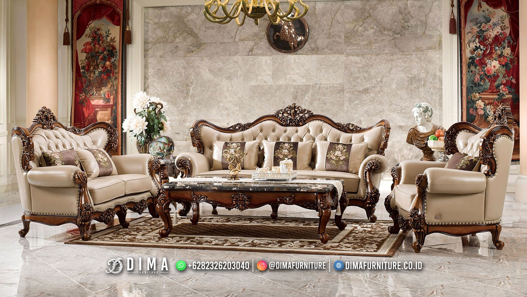 Sofa Tamu Jati Jepara Mewah Victoria Living Room BT-2160