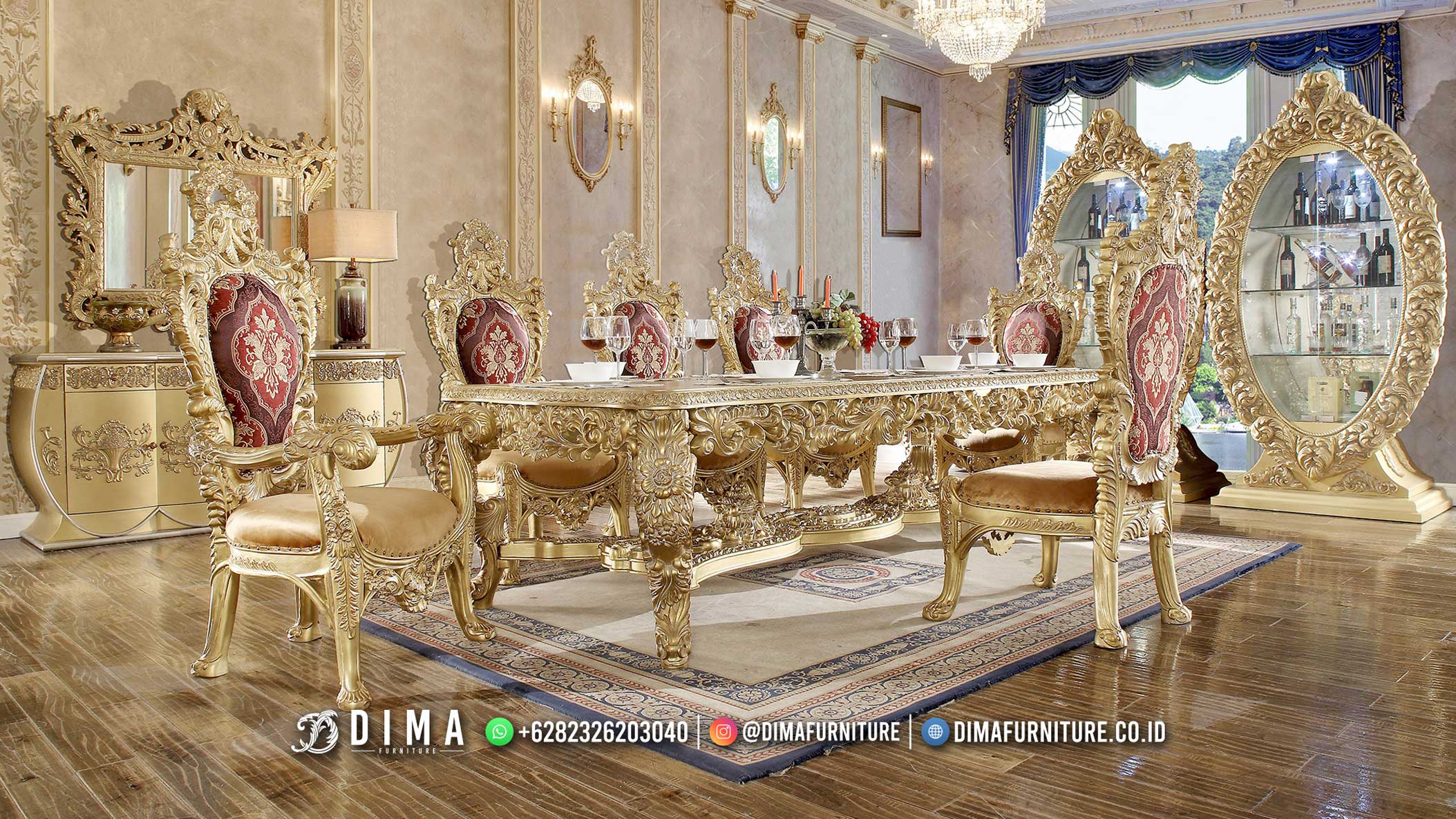 Jual Meja Makan Mewah Luxury Carving Gold Sale Now BT2200