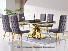 Set Meja Makan Minimalis Gold Luxury Shinnning BT2334