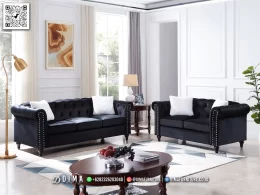 Sofa Chesterfield Minimalis Black Elegant Francoise BT2392