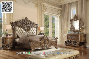 Set Kamar Tidur Mewah Klasik Terbaik Gold 34BT &mdash; Bufet TV Jepara | Buffet Jepara Terbaru | Meja TV Mewah
