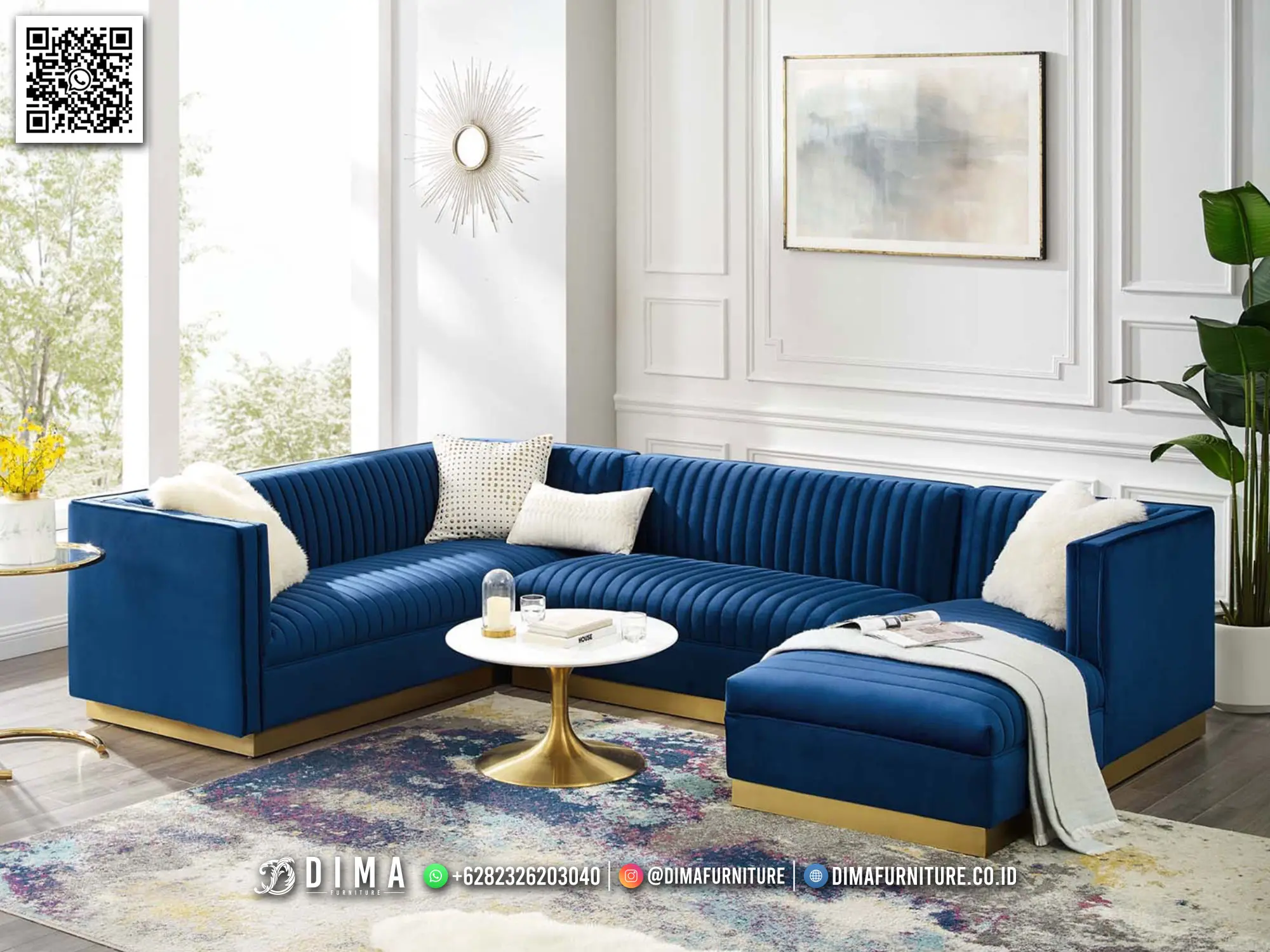 Sofa Ruang Tamu Mewah Dima Altamira Blue Velvet 29BT Sofa Ruang Tamu Mewah Dima Altamira Blue Velvet 29BT