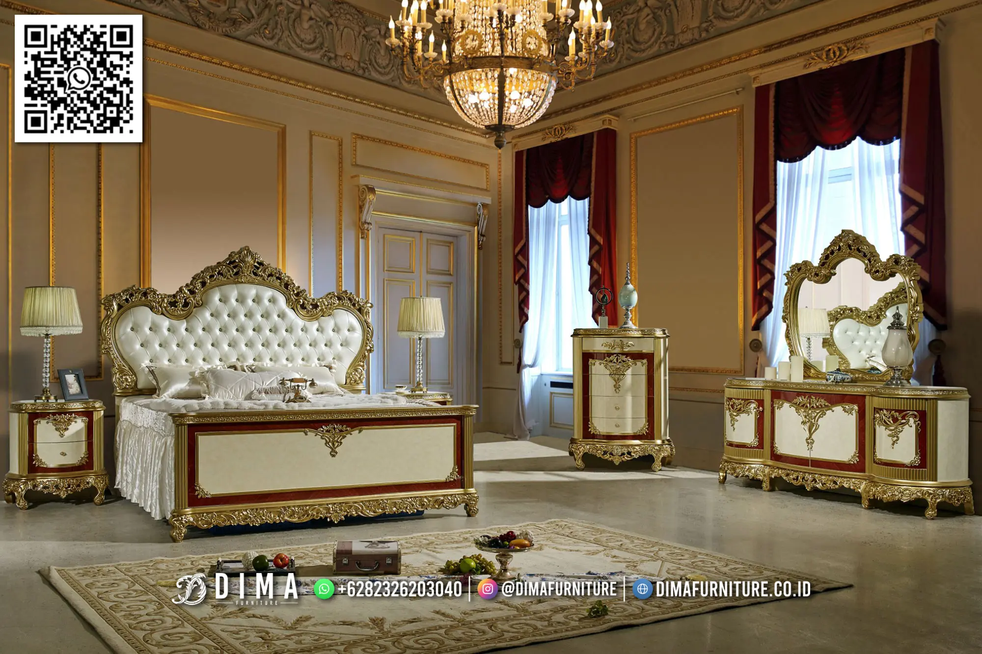 Tempat Tidur Ukir Klasik Modern Mewah Gold 33BT Tempat Tidur Ukir Klasik Modern Mewah Gold 33BT