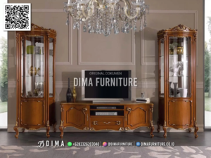 Lemari Pajangan TV Mewah Dima Classic Luxury Brown 42BT &mdash; Bufet TV Jepara | Buffet Jepara Terbaru | Meja TV Mewah
