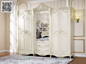 Lemari Pakaian Mewah Dima Ivory Royal Mirror 52BT &mdash; Bufet TV Jepara | Buffet Jepara Terbaru | Meja TV Mewah