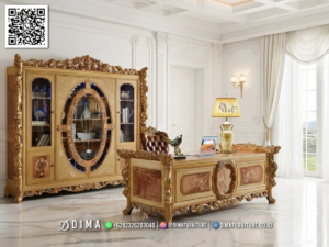 Meja Kantor Klasik Mewah Dima Imperial Royal Gold 66BT &mdash; Bufet TV Jepara | Buffet Jepara Terbaru | Meja TV Mewah