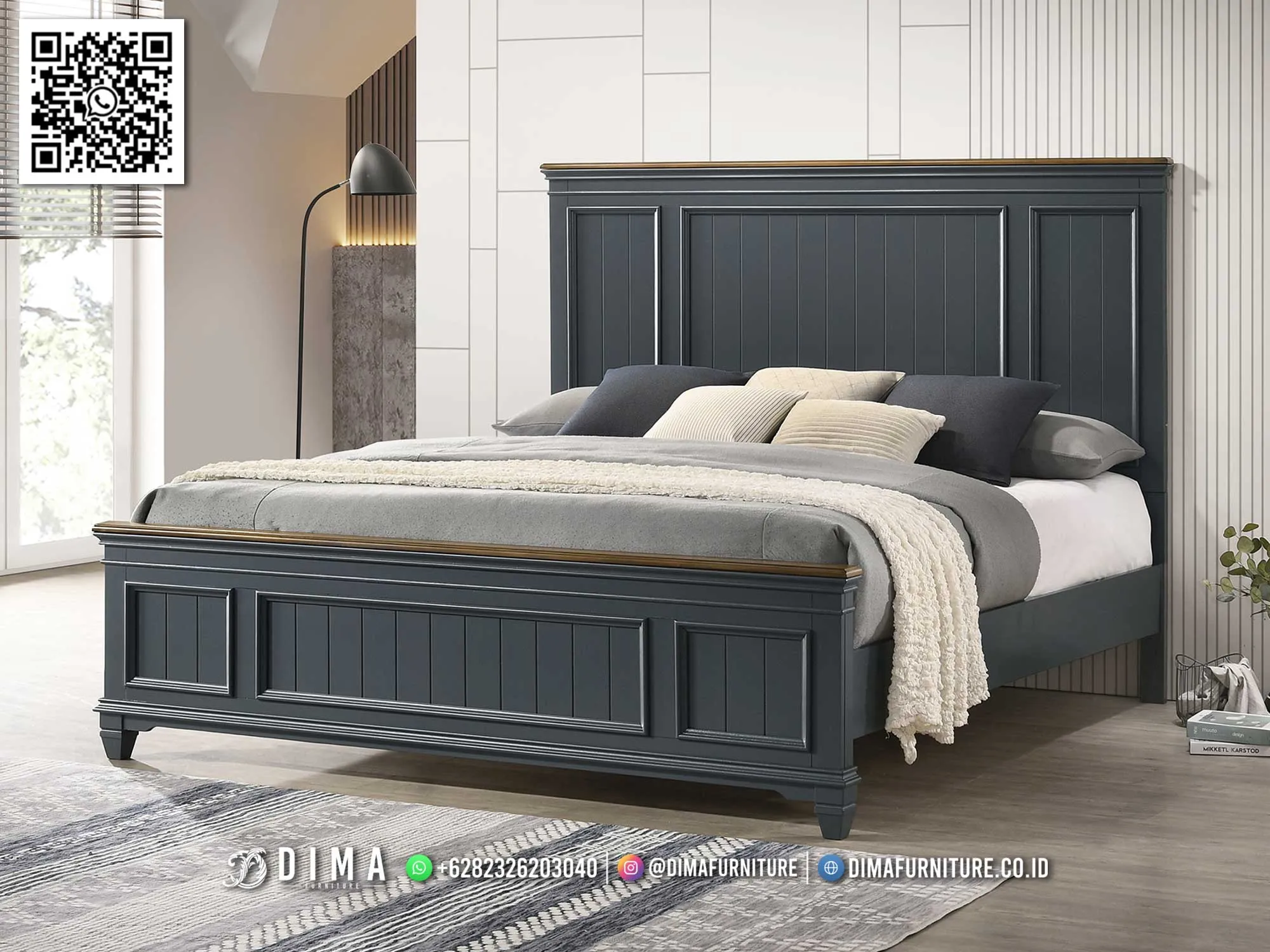 Tempat Tidur Kayu Solid Adaline Black Minimalis 101BT Tempat Tidur Kayu Solid Adaline Black Minimalis 101BT
