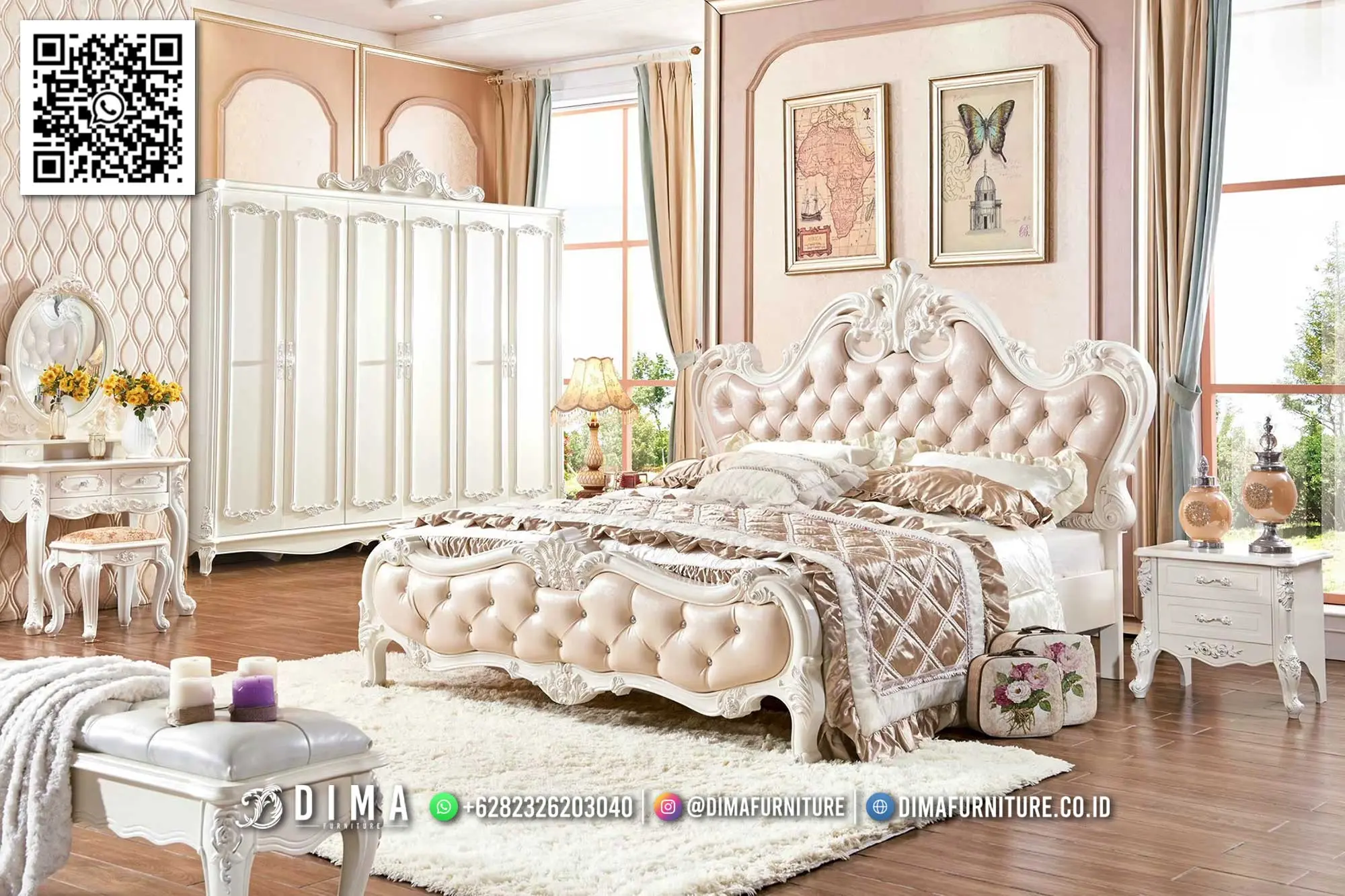 Set Kamar Tidur Klasik Putih Premium Victoria Style 93BT Set Kamar Tidur Klasik Putih Premium Victoria Style 93BT