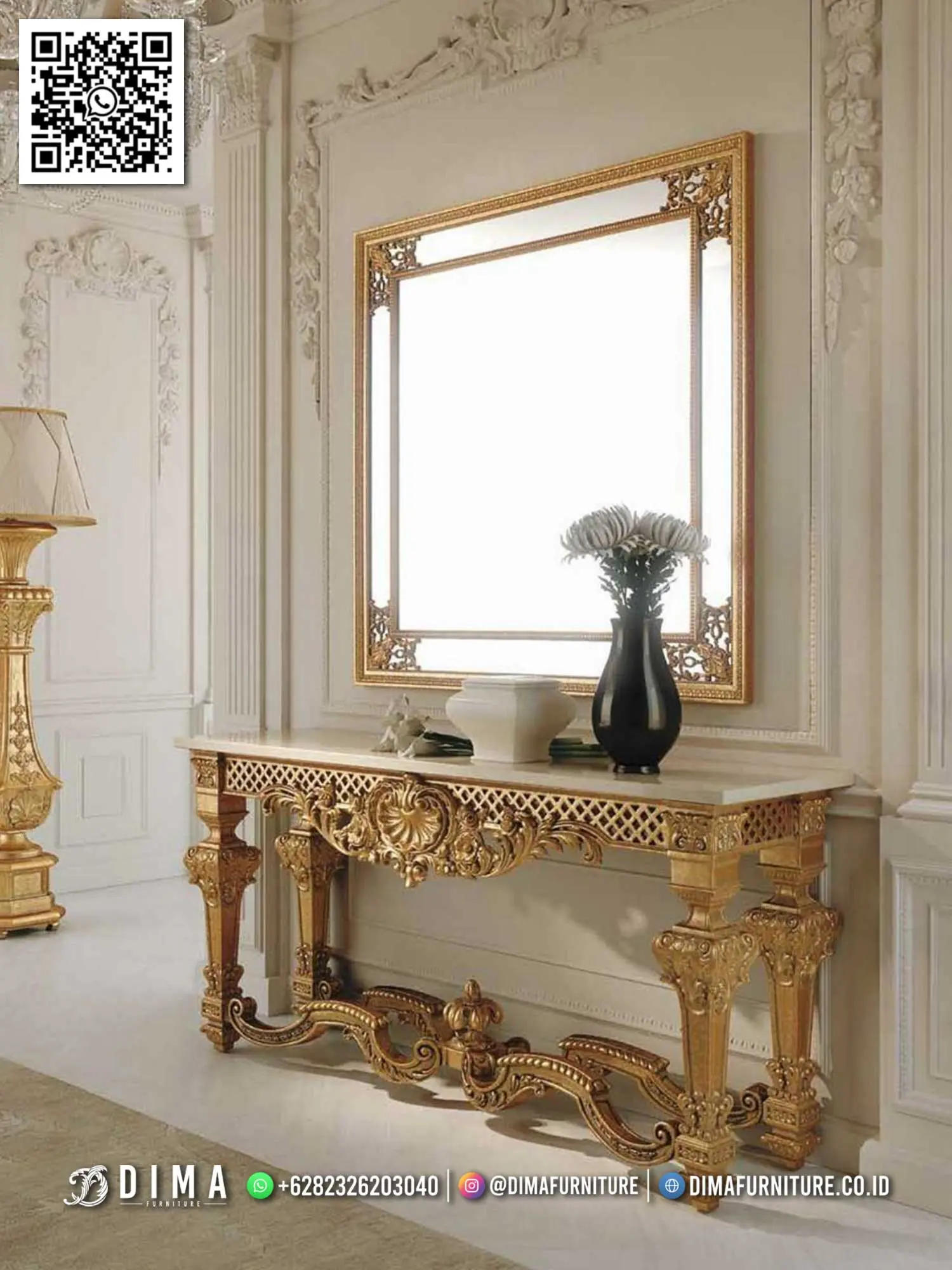 Set Meja Konsol Gold Mewah Ukiran Elegan Gaya Eropa 98BT Set Meja Konsol Gold Mewah Ukiran Elegan Gaya Eropa 98BT