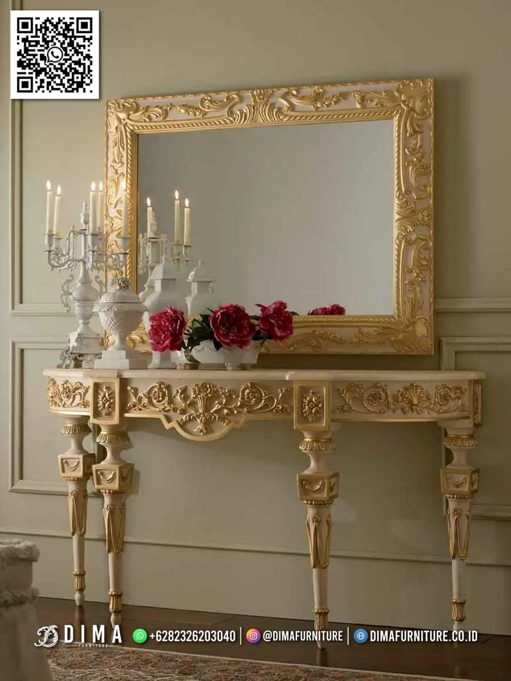 Set Meja Konsol Mewah Louis Gold Elegan Jepara 95BT Set Meja Konsol Mewah Louis Gold Elegan Jepara 95BT