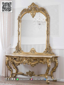 Set Meja Konsol Mewah Versailles Eropa Elegan Gold 97BT — Bufet TV Jepara | Buffet Jepara Terbaru | Meja TV Mewah