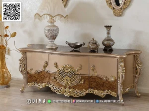 Bufet TV Mewah Classic Golden Charlotte Top Quality 128BT &mdash; Bufet TV Jepara | Buffet Jepara Terbaru | Meja TV Mewah