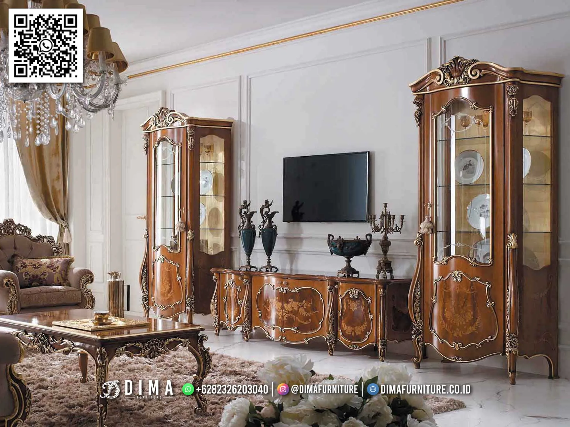 Furniture Bufet TV Jati Klasik Mewah Baylee Set 135BT Furniture Bufet TV Jati Klasik Mewah Baylee Set 135BT