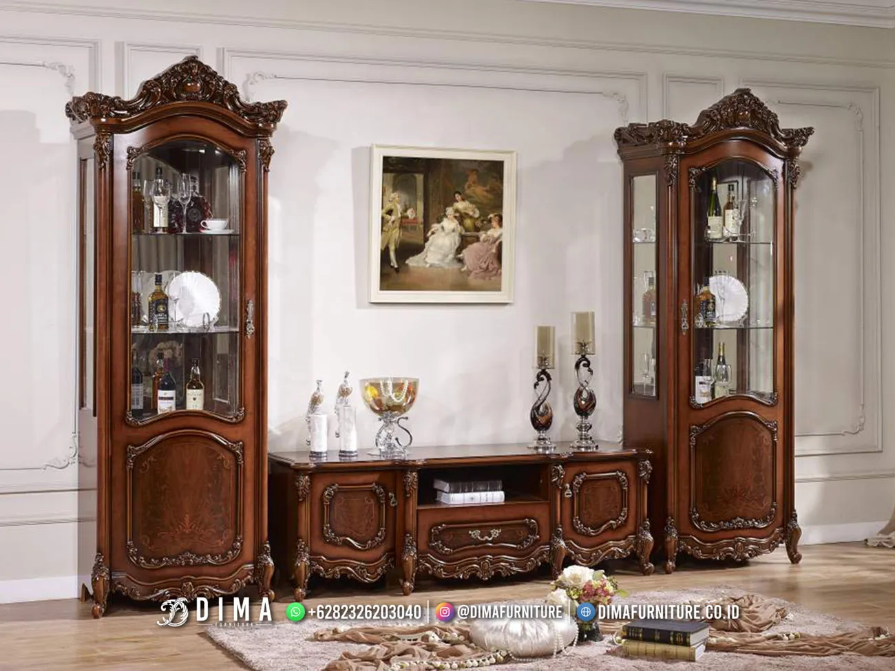 Set Bufet TV & Lemari Pajangan Jati Solid Natural 134BT Set Bufet TV & Lemari Pajangan Jati Solid Natural 134BT