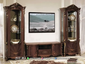 Bufet TV Jati Mewah Set Lemari Hias Winston 150BT &mdash; Bufet TV Jepara | Buffet Jepara Terbaru | Meja TV Mewah