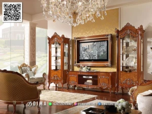 Bufet TV Jati Set Lemari Hias Mewah Ukiran Eksklusif 139BT &mdash; Bufet TV Jepara | Buffet Jepara Terbaru | Meja TV Mewah