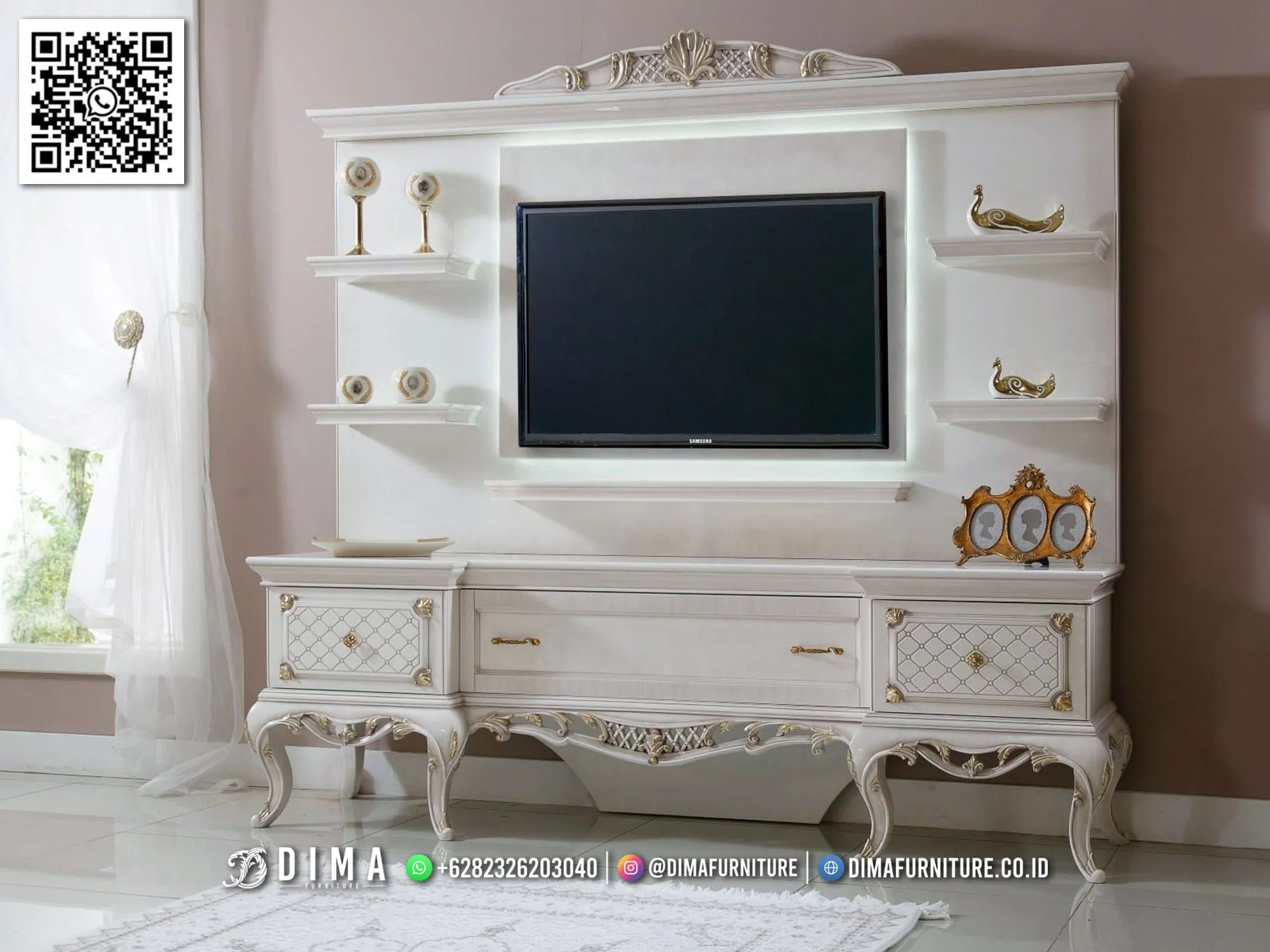 Bufet TV Klasik Putih Luxury Interior Jaeden 148BT Bufet TV Klasik Putih Luxury Interior Jaeden 148BT